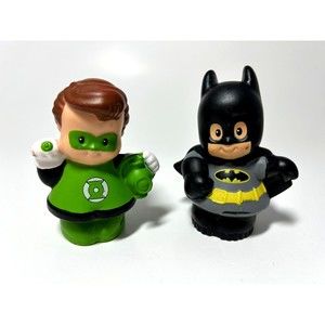 Fisher Price Little People DC Heroes Comic Batman Green Lantern Figures Lot of 2